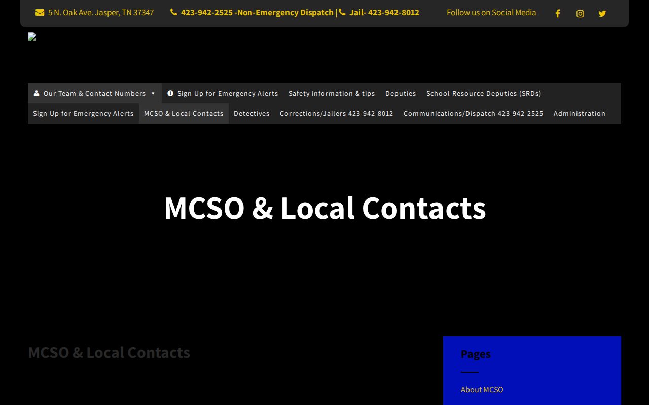 Marion County warrant records: sheriff contact page